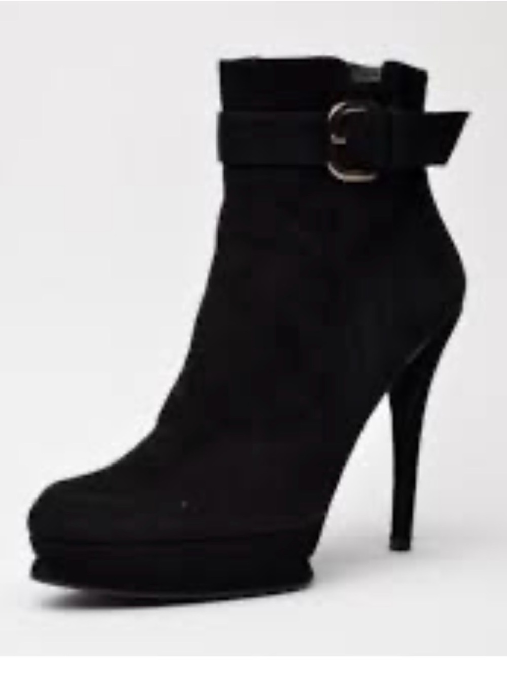 Stuart Weitzman  Black Suede Ankle Boot with Buckle Strap like new